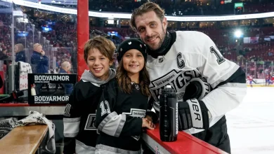 Kopitar’s kids cheer on Kings forward during last visit to Montreal