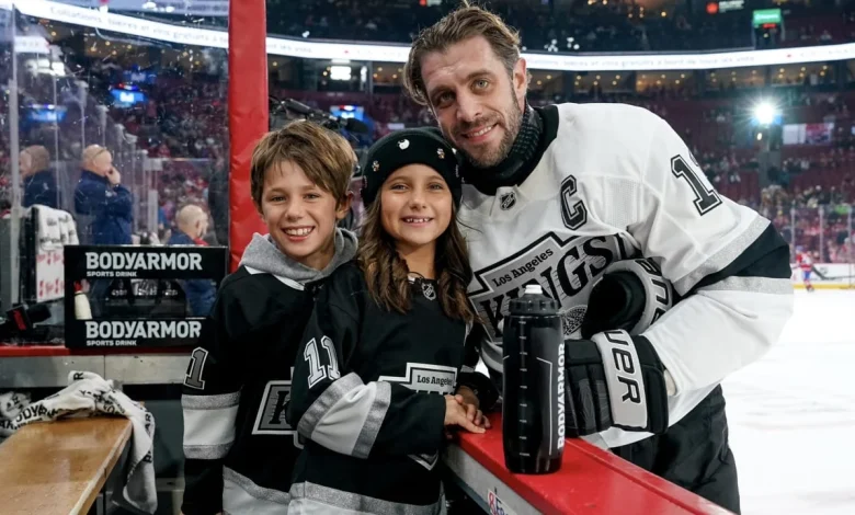 Kopitar’s kids cheer on Kings forward during last visit to Montreal