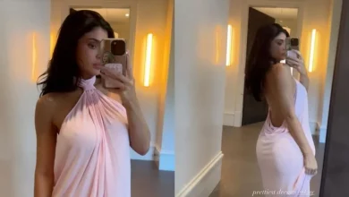 Kylie Jenner Models Silk Backless Dress for KHY in Video