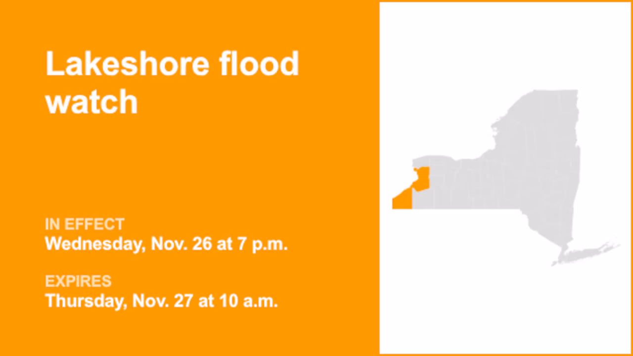 Lakeshore flood watch for Western New York for Wednesday and Thursday