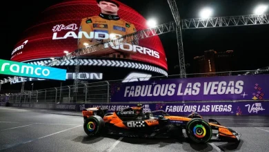 Lando Norris takes pole in rainy Las Vegas qualifying, Verstappen bumped to second