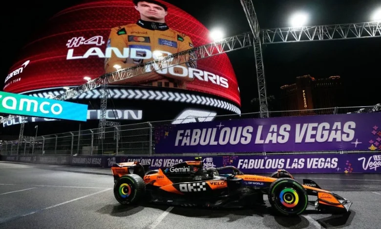 Lando Norris takes pole in rainy Las Vegas qualifying, Verstappen bumped to second