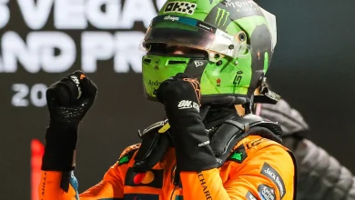 Las Vegas GP Qualifying: Lando Norris claims stunning wet-weather pole from Max Verstappen as Lewis Hamilton qualifies last