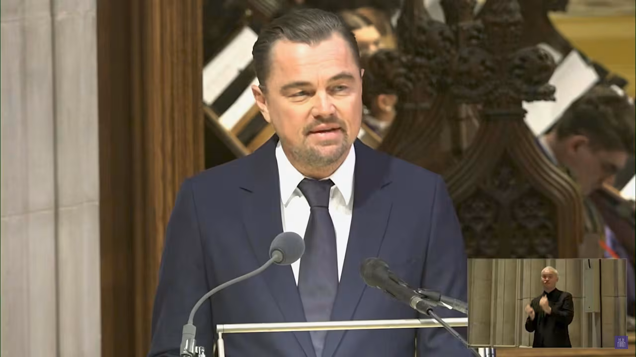 Leonardo DiCaprio pays tribute to Jane Goodall at funeral