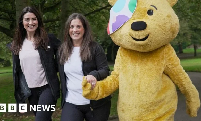 Lindsey Burrow and Amy Garcia start three-legged Children In Need walk