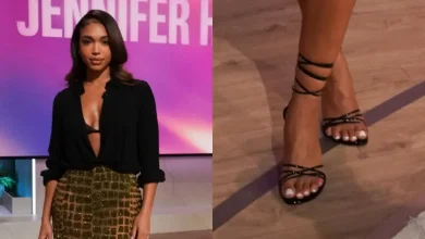 Lori Harvey Twins With Her Amina Muaddi ‘Lori’ Sandals on ‘The Jennifer Hudson Show’