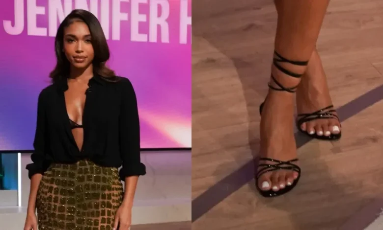 Lori Harvey Twins With Her Amina Muaddi ‘Lori’ Sandals on ‘The Jennifer Hudson Show’