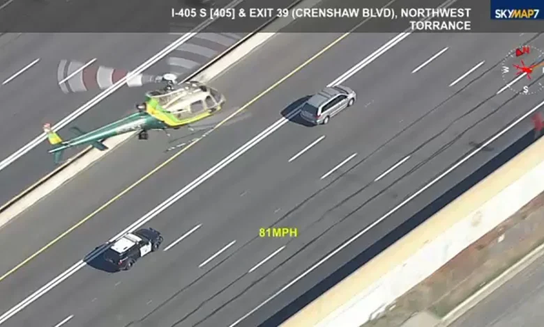 Los Angeles police chases: Police chasing driver in reported stolen minivan on 405 Freeway