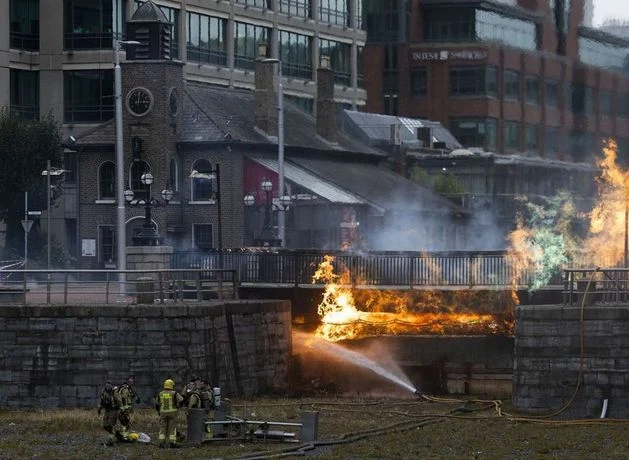 Luas red line services to resume at end of month following fire on George’s Dock Bridge