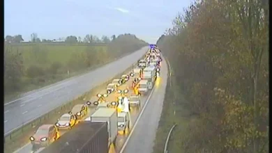 Major motorway closed in BOTH directions after collision involving 2 lorries