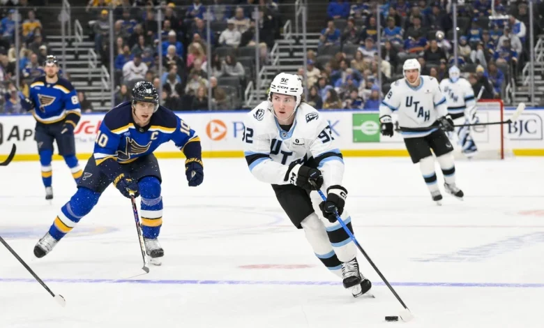 Mammoth’s Logan Cooley helped off ice, Blues’ Alexey Toropchenko ejected after collision