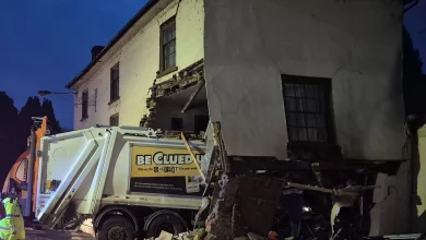Man dies after bin lorry crashes into building in Herefordshire town | ITV News