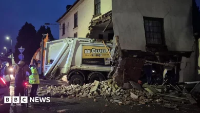 Man killed as bin lorry crashes into Leominster building