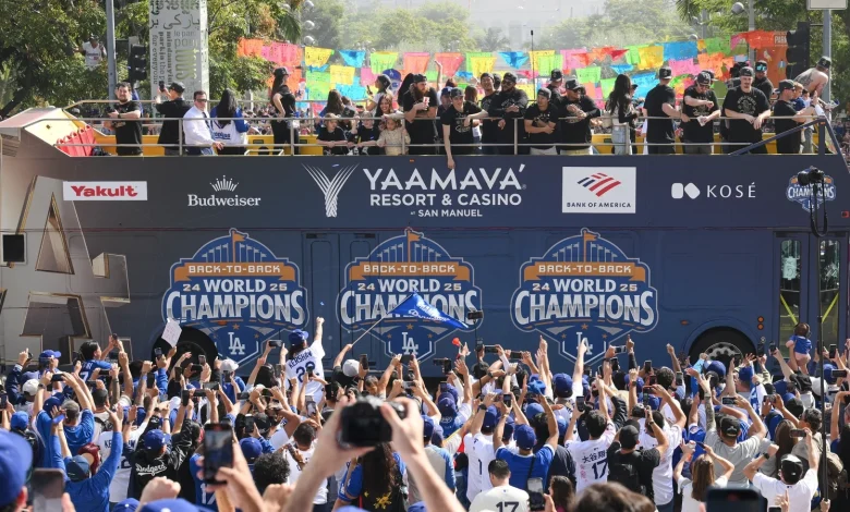 Massive crowds celebrate Dodgers World Series win at Los Angeles parade, stadium rally