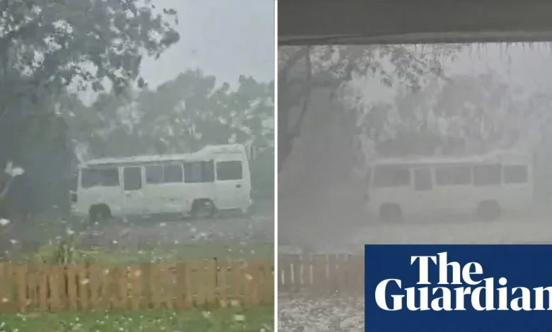 Massive hail hits south-east Queensland as severe storms ravage state – video