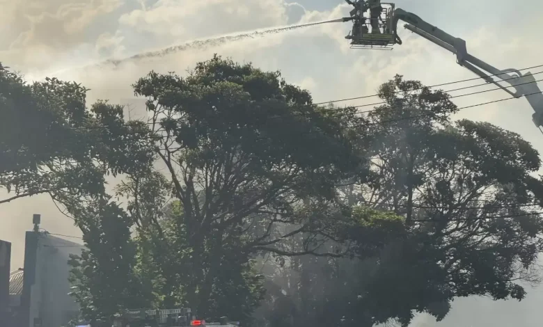 Massive warehouse fire in Brookvale