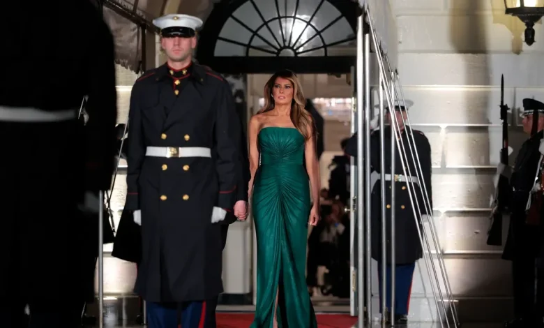 Melania Trump nods to Saudi flag with green gown for prince's visit