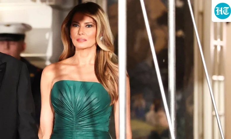 Melania Trump stuns in emerald green dress at White House dinner for Saudi crown prince | Hindustan Times
