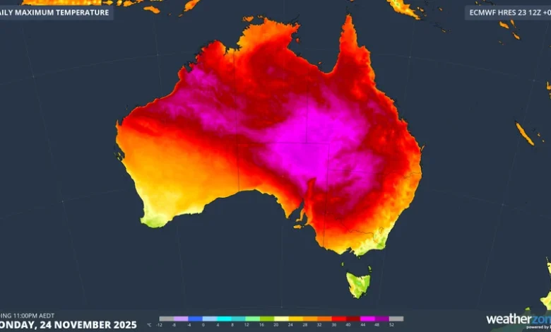 Mercury tops 45°C in three states as Victoria hits 40°C for first time this spring