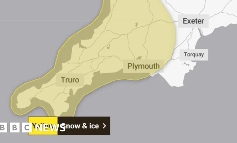 Met Office warns of snow and ice for Devon and Cornwall