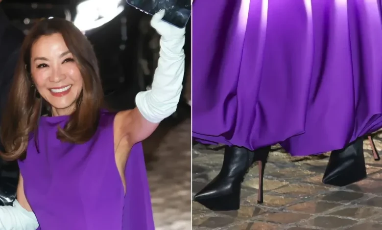 Michelle Yeoh Continues Her Platform Run in Amina Muaddi Boots Outside the Paris Opera