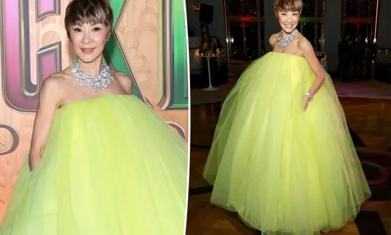 Michelle Yeoh’s ‘cupcake’ dress from ‘Wicked: For Good’ NY premiere divides the internet: ‘My neon loofah queen’
