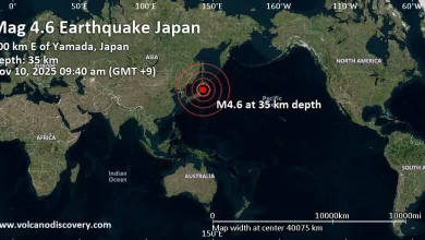 Moderate mag. 4.6 earthquake - 100 km E of Yamada, Japan, on Monday, Nov 10, 2025, at 09:40 am (GMT +9)