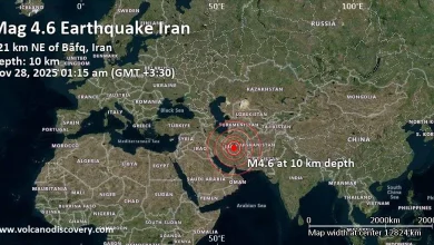 Moderate mag. 4.6 earthquake - 145 km southwest of Tabas, Yazd Province, Iran, on Friday, Nov 28, 2025, at 01:15 am (GMT +3:30)