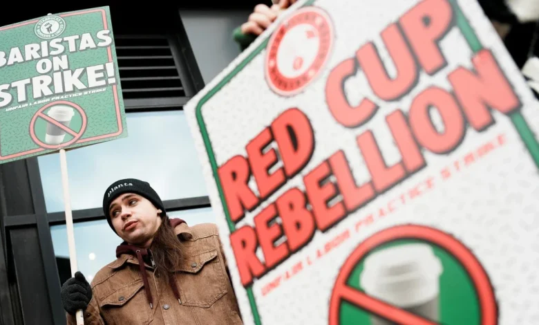 More than 1,000 Starbucks workers strike at 65 stores on Red Cup Day
