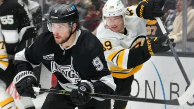 Morgan Geekie scores twice to tie for NHL goals lead, Bruins beat Kings 2-1 in OT
