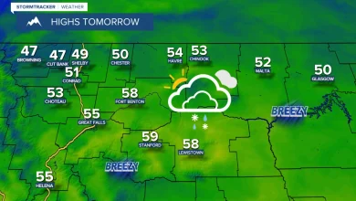 Mostly cloudy and warmer with a few rain/snow showers on Wednesday