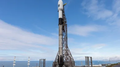 NASA’s Sentinel-6B Spacecraft, Rocket Vertical on Pad Ahead of Launch