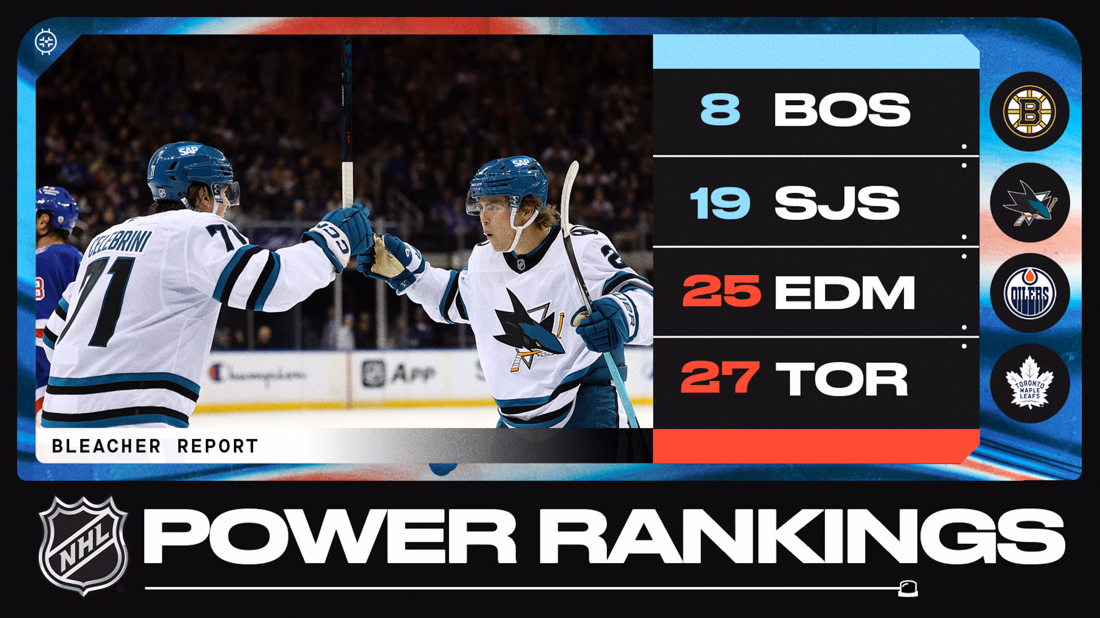 NHL Power Rankings Have Bruins and Sharks on the Rise, with Maple Leafs in Free Fall