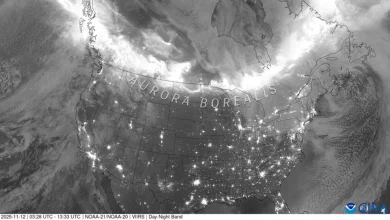 NOAA satellite sees glowing auroras from orbit photo of the day for Nov. 14, 2025