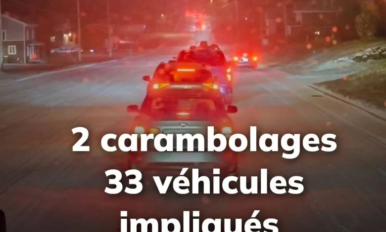 NOUVELLES INFORMATIONS Deux carambolages impliquant 33 véhicules au Québec