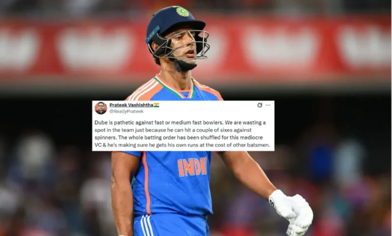 "Never fails to baffle me" - Fans slam Shivam Dube for snail-paced 18-ball 22 at No. 3 in AUS vs IND 2025 4th T20I