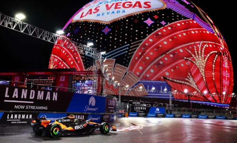 Norris takes pole in wet Las Vegas qualifying