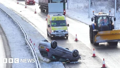 North East snow sees schools closed and roads blocked