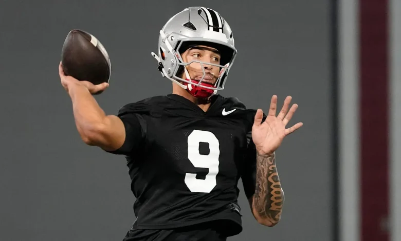 Ohio State freshman quarterback impressing head coach Ryan Day in practice