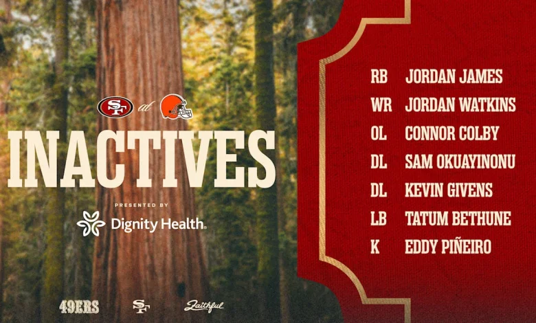 Okuayinonu, Colby OUT vs. Browns; Inactives for Week 13 #SFvsCLE
