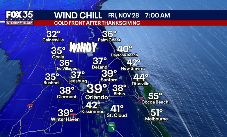 Orlando weather: Cold, windy night ahead as temperatures plunge across Central Florida