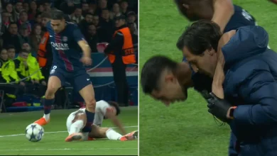 PSG star Achraf Hakimi breaks down in tears as Luis Diaz sent off for disgusting tackle after scoring twice