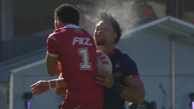 Pacific Championships LIVE: Training hit gives Tonga officials a fright as star Eli Katoa stays down; Kiwi veteran Kieran Foran to farewell home crowd in thriller clash