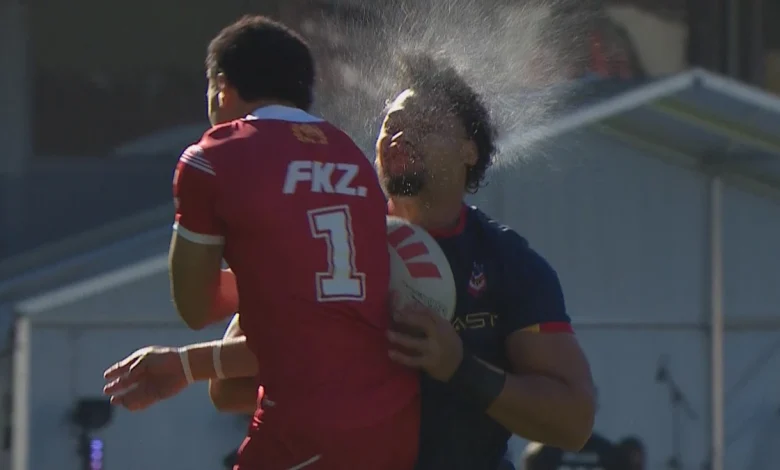 Pacific Championships LIVE: Training hit gives Tonga officials a fright as star Eli Katoa stays down; Kiwi veteran Kieran Foran to farewell home crowd in thriller clash