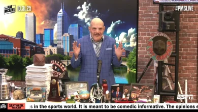 Pat McAfee goes all out in ‘old sports media man’ costume for Halloween