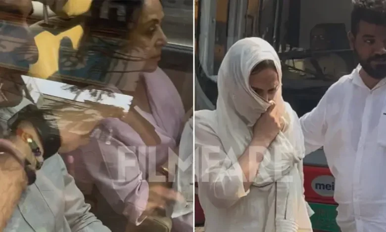 Photos: Hema Malini and Esha Deol Reach Cremation Ground for Dharmendra's Last Rites | Filmfare.com