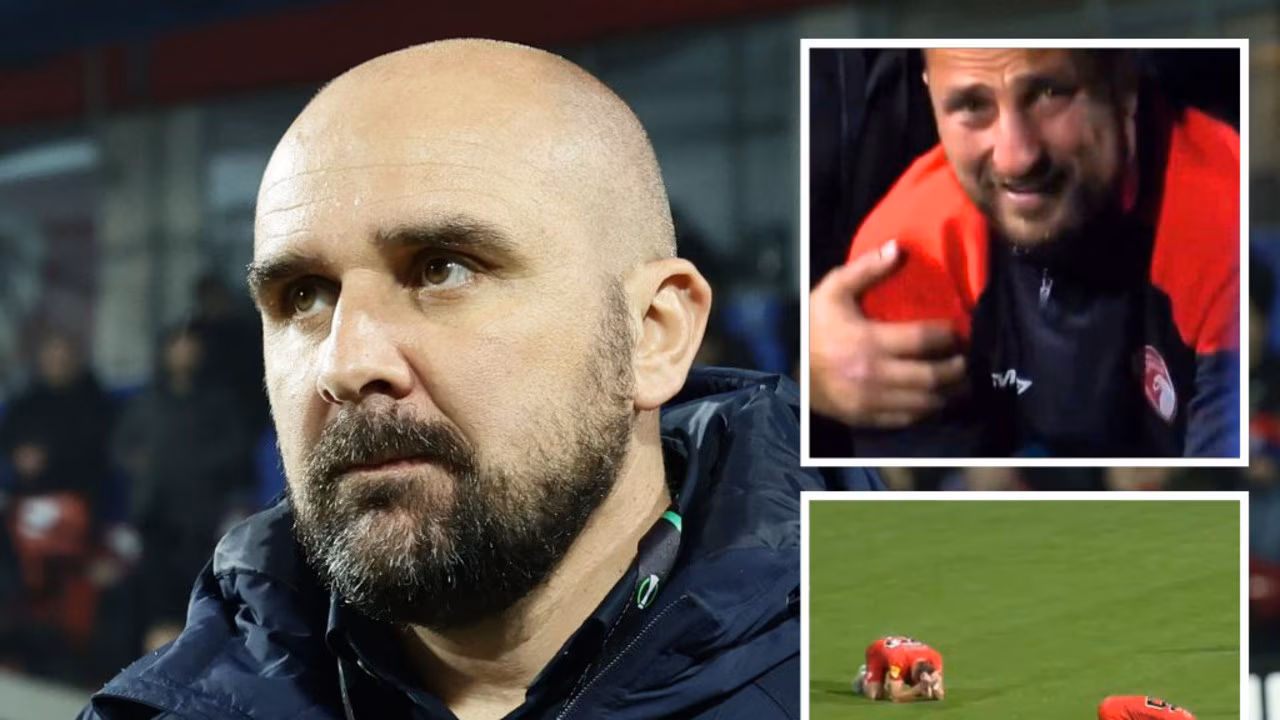 Players in tears as manager collapses, dies