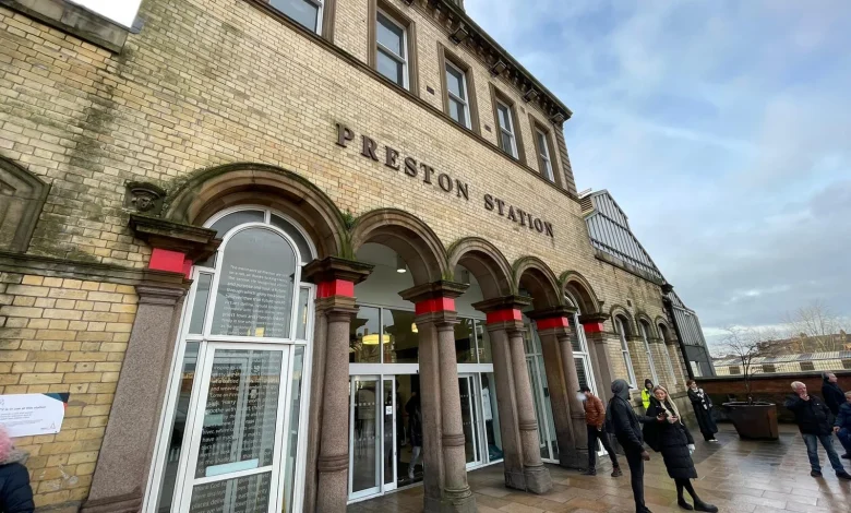 Police tape off Preston Railway Station after death reported at 1am