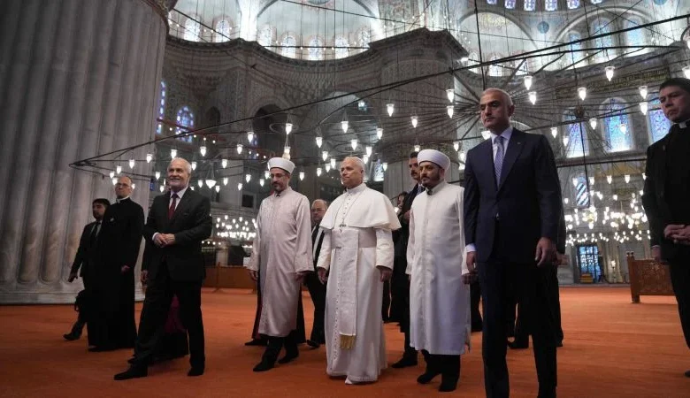 Pope Leo removes shoes but does not appear to pray in first mosque visit