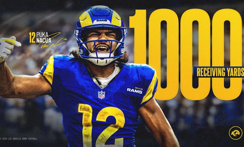 Puka Nacua reaches 1,000 receiving yards for the 2025 season